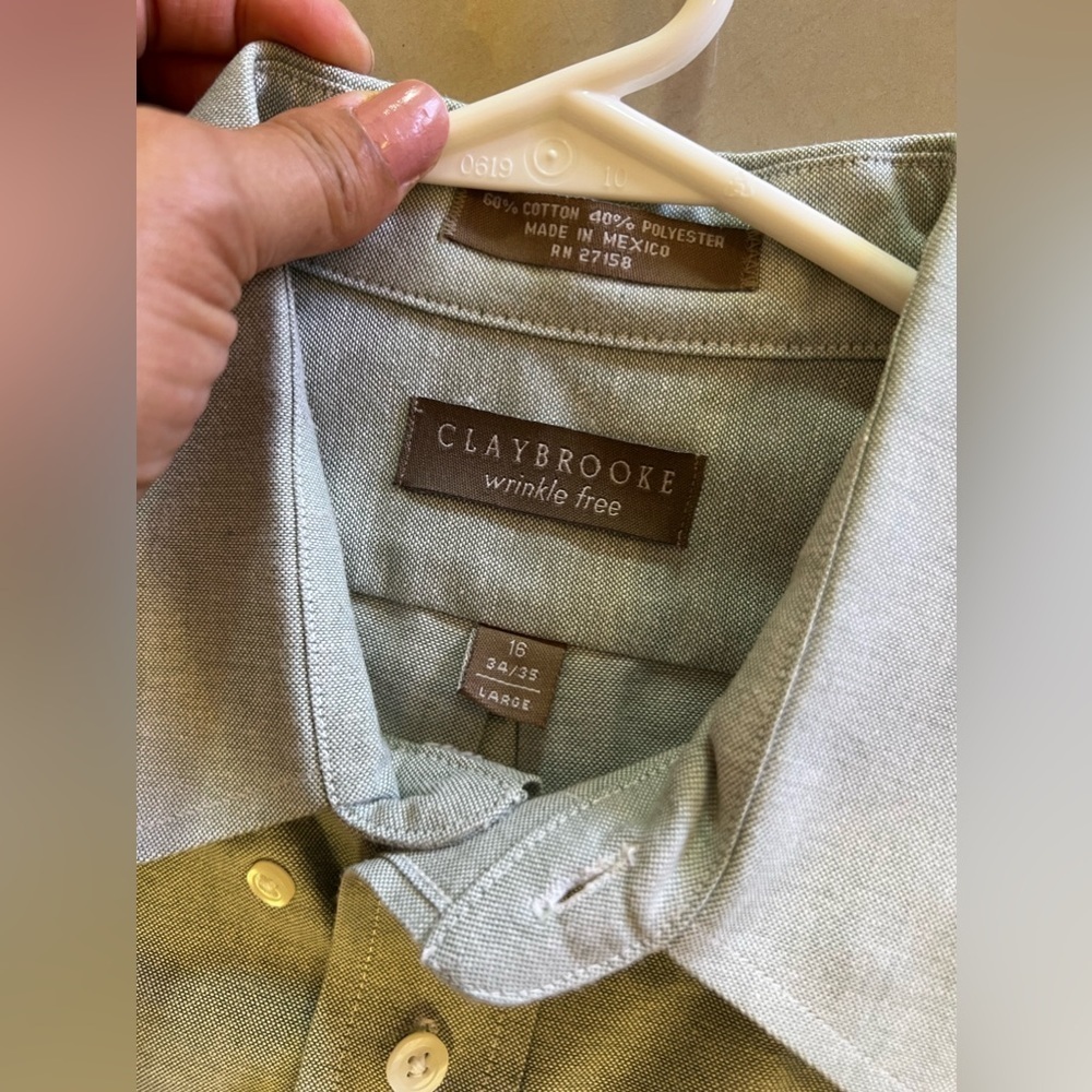 Claybrooke Wrinkle Free Dress Shirt Clay Brooke shirt long sleeve size 16 34/35 - Picture 6 of 14